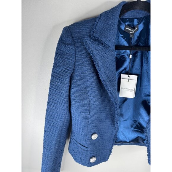 NWT GENERATION LOVE veronica tweed jacket in Oxford Navy Size XS Lined - Picture 5 of 9